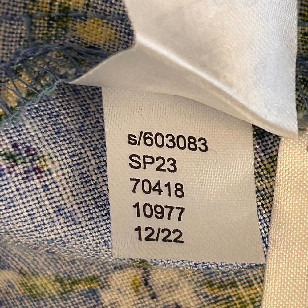 NWT LOFT Size 2 Floral Babydoll Dress Puff Sleeve Blue Linen Cottagecore - Picture 11 of 12